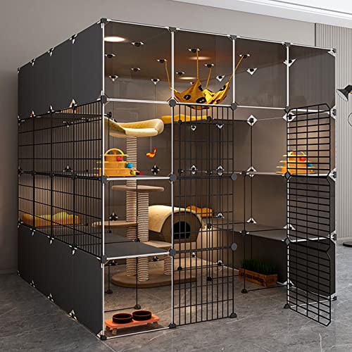 Große Katzenkäfige für den Innenbereich mit Dach, großes Katzenbett, Katzenbett, transparentes Design, doppellagige Gewichtsplattform, einfacher Zusammenbau der Katzenhütte (Suite) von Generisch