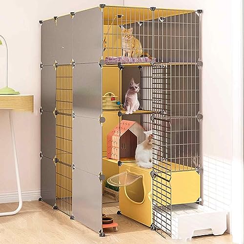 Große Katzenkäfige für den Innenbereich mit Katzentoilette, Abnehmbarer Haustierkäfig, Kätzchenzaun mit Dach, Super Load/Set mit 6 Stück/75 * 141 * 147 cm von Generisch