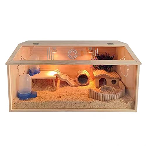 Großer Hamsterkäfig mit Lebensraum-Spielplatz und aufklappbarer Oberseite, ideal für Kaninchen, Meerschweinchen und Hühner, inklusive Hühnerfutterbox (Größe: 60 x 40 x 40 cm) von Generisch