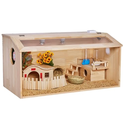 Großer Haustierhaus Käfig Hamsterkäfig und Lebensraum Spielplatz Rutin Hühner Futterbox mit aufklappbarem Deckel für Kaninchen, Meerschweinchen, Rutin Huhn von Generisch