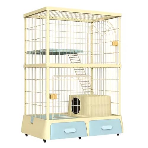 Großer Katzenkäfig für den Innenbereich mit Rädern, 2/3-Schicht-Design, integrierte Katzentoilette und Bett, geeignet für Katzen, Chinchillas und Kleintiere, geräumige Indoor-Katzenvilla mit von Generisch