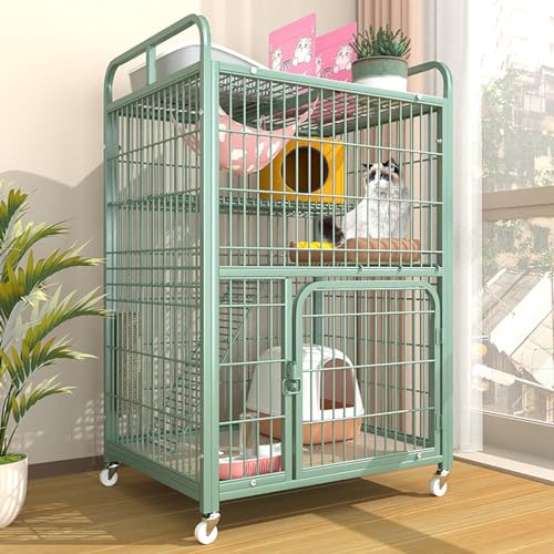 Großer Katzenkäfig mit 4 Rädern, Indoor DIY Katzengehege Haustier Laufstall mit Aufbewahrungsregal, Abnehmbarer Metalldraht Kleintierkäfig, Geeignete Leiter enthalten - Ideal für den Innenbereich von Generisch