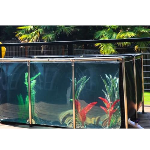 Großer PVC-Aquarium-Fisch- und Wasserhaustier-Pool-Teich, Stahlrahmen für Sichtfenster, einfach zusammenzubauen, blau, Größe: 140 x 70 x 61 cm von Generisch