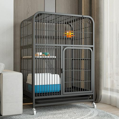 Großes Outdoor-Katzengehege für Indoor-Katzen, langlebig, geräumig und multifunktional, mit Sprungplattform, ideal für Katzenaktivitäten, Weiß/Schwarz, 78 x 55 x 110 cm von Generisch