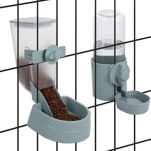 Hängender automatischer Futter-Wasserspender für kleine Haustiere, 1 l Futterspender und 480 ml Bewässerungsbehälter mit hängender Flasche und Napf-Set für Katzen, Hunde und Kaninchen von Generisch