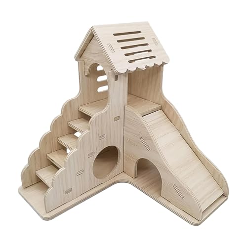 Hamsterhaus mit Treppe & Rutsche - Kleintierhütte aus | Hamsterspielzeug aus | Hamster-Rennmaus Mehrkammerhäuser | Kleintierhaus für Rennmäuse Zwerghamster von Generisch