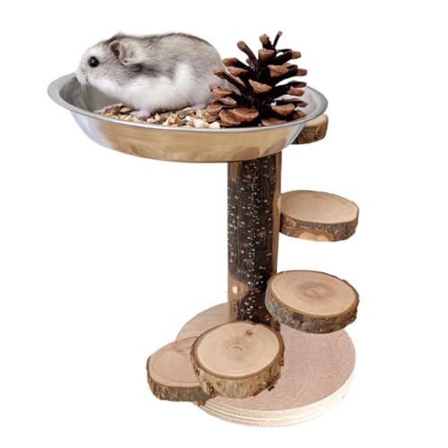Hamsterleiter, Holzleiter Mit Ruhebereich Für Hamster, Kletter- Und Futterspielzeug Mit Edelstahlschale Für Kleintiere Hamsterleiter, Holzleiter Mit Ruhebereich Für Hamster, Kletter- Und Futterspielzeug Mit Edelstahlschale Für Kleintiere von Generisch