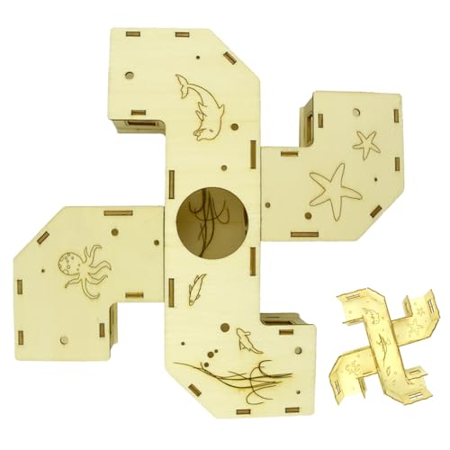 Hamsterröhren, Tunnel-Labyrinth-Hamsterkäfig-Zubehör, 22,6 x 21,6 x 5,9 cm, Holzhaus-Puzzle und Haustier-Spielzeug-Struktur, Kleintier-Spiel für Chinchilla, Hase, Frettchen, Rennmaus, Igel Hamsterröhren, Tunnel-Labyrinth-Hamsterkäfig-Zubehör, 22,6 x 21,6 x 5,9 cm, Holzhaus-Puzzle und Haustier-Spielzeug-Struktur, Kleintier-Spiel für Chinchilla, Hase, Frettchen, Rennmaus, Igel von Generisch