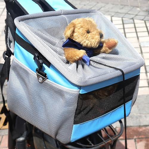 Haustier-Fahrradtasche für kleine Hunde und Welpen bis zu 6,8 kg – Hunde-Fahrradkorb mit 4 Netzfenstern für sicheres Fahren und Reisen von Generisch