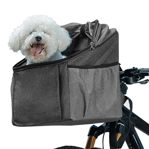 Haustier-Fahrradträger Abnehmbare Haustier-Fahrradkorbtasche für kleine Hunde & Katzen, maximale Tragfähigkeit 5 kg – Hundefahrradkorb mit Lenkeradapter von Generisch