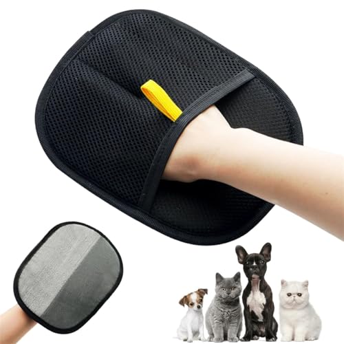 Haustier-Pflegehandschuhe, doppelseitige Fellpflege-Handschuhe, Tierhaarentferner-Handschuhe für Hund und Katze, wiederverwendbarer Tierhaarentferner-Handschuh zum Waschen, Enthaaren, Fellpflege (1 von Generisch