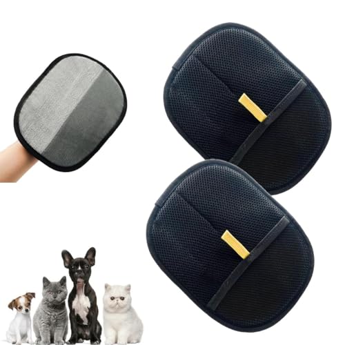 Haustier-Pflegehandschuhe, doppelseitige Fellpflege-Handschuhe, Tierhaarentferner-Handschuhe für Hund und Katze, wiederverwendbarer Tierhaarentferner-Handschuh zum Waschen, Enthaaren, Fellpflegen, 2 von Generisch