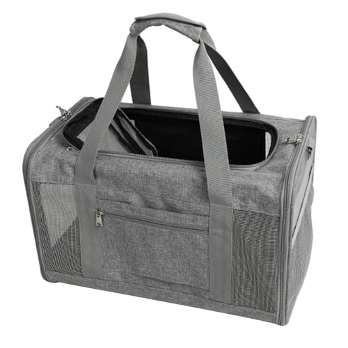 Haustier-Tragetasche, Reisefreundliche Hundetragetasche, verstellbare Tier-Tragetasche, tragbare Hundebox mit 2-Wege-Eingang, transparente Transporttasche für kleine Katzen, 47 x 29 x 30 cm von Generisch