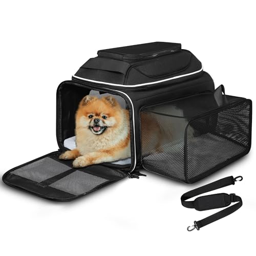 Haustier-Tragetasche für kleine Katzen und Hunde, weiche Seiten, von Fluggesellschaften zugelassen, erweiterbares Design, verschließbare Sicherheitsreißverschlüsse, kratzfestes Netz, 43,2 x 33 x 24,1 Haustier-Tragetasche für kleine Katzen und Hunde, weiche Seiten, von Fluggesellschaften zugelassen, erweiterbares Design, verschließbare Sicherheitsreißverschlüsse, kratzfestes Netz, 43,2 x 33 x 24,1 von Generisch