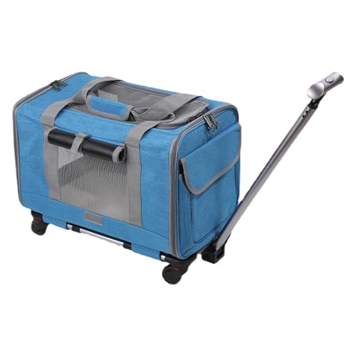 Haustier-Trolleybox, Roll-Haustier-Tragetasche mit Teleskopgriff, bequemer Haustier-Tragetrolley, weicher Katzen-Reisewagen, praktische rollende Haustier-Tragetasche, rollende Hundetasche für Katzen, von Generisch