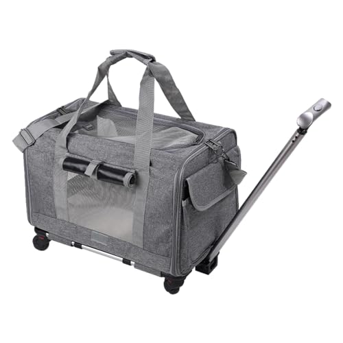 Haustier-Trolleybox, Roll-Haustier-Tragetasche mit Teleskopgriff, bequemer Haustier-Tragetrolley, weicher Katzen-Reisewagen, praktische rollende Haustier-Tragetasche, rollende Hundetasche für Katzen, von Generisch