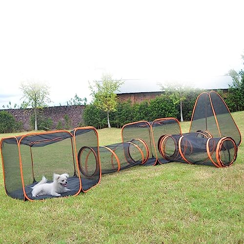 Haustier-Tunnelzelt für Katzen und Hunde, 6-in-1, zusammengesetztes Haustier-Spieltunnel für den Innenbereich, zusammenklappbar, Lebensraum für Katzen, Hunde, Kaninchen, Kleintier-Spiel-Tunnelhaus – von Generisch