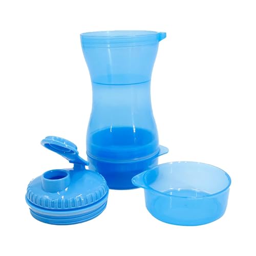 Haustier-Wasserflasche mit Futterbehälter, Hunde-Wasserspender - Tragbare Haustier-Wasserflasche,Welpen-Wasserspender, Haustier-Wasserbecher, gute Abdichtung für Katzen, Hunde, Wandern, Camping, Spazi von Generisch