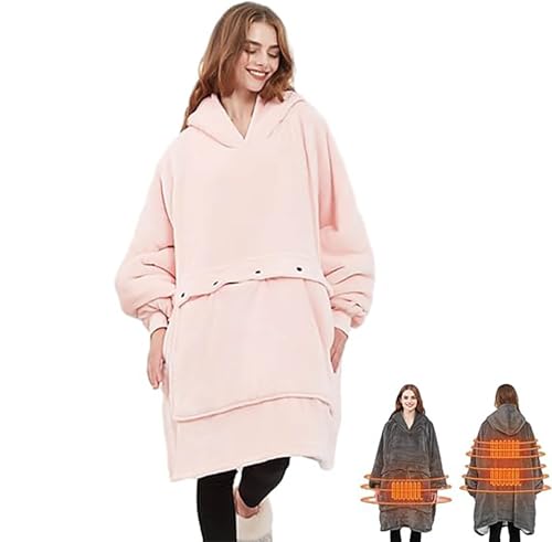 Heated Hoodie mit Hundetasche, Cat Hoodie Beheizbare Kuscheldecke für Damen und Herren, Kuscheliger Fleece-Kapuzenpullover mit Wärmetasche (Rosa) von Generisch