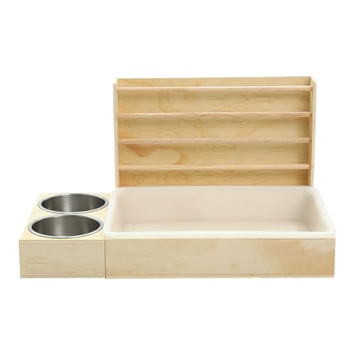 Heu-Futterspender aus Holz - Heu-Futterspender aus Holz mit 2 Schalen und Toilette - Anti-Abfall Kleintiere Futter Grasspender für Häschen Chinchilla Hamster Haustier Heu-Futterspender aus Holz - Heu-Futterspender aus Holz mit 2 Schalen und Toilette - Anti-Abfall Kleintiere Futter Grasspender für Häschen Chinchilla Hamster Haustier von Generisch