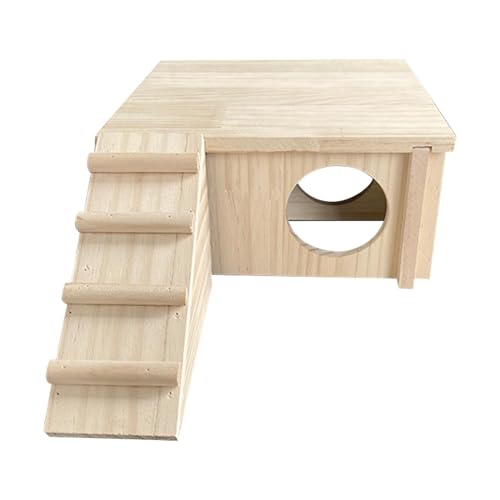 Holz-Hamsterhüttenspielzeug, Holzkäfigspielzeug – Hamsterversteck, Eckhaus, Käfigzubehör für Hamster, syrische Hamster, Streifenhörnchen von Generisch