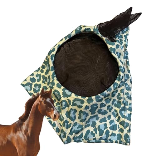 Horse Fly Face Cover | Leopard Print Pattern Equestrian Supplies | Atmungsaktiver Gesichtsschutz für Anti-Biss Pferdekopfbedeckung Pferdepflegeprodukt für Reittraining von Generisch