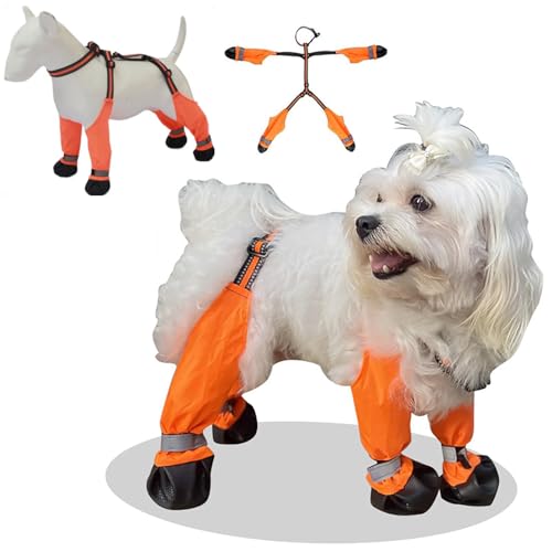 Hosenträgerstiefel, Hundeschuhe, Stiefel-Leggings, Hundeschuhe, wasserdicht, rutschfest, Pfotenschutz, wasserdicht, verstellbare Strapsstiefel für Hunde, Schnee, Regen, Wandern (XXL) von Generisch