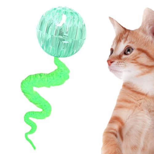 Hüpfball mit Schwanz Katzenspielzeug - Katze Hüpfende Raupe Haustier Ball | Bissfester interaktiver Gummi-Wurfball zum Schleifen, Rollen und Hüpfen von Generisch