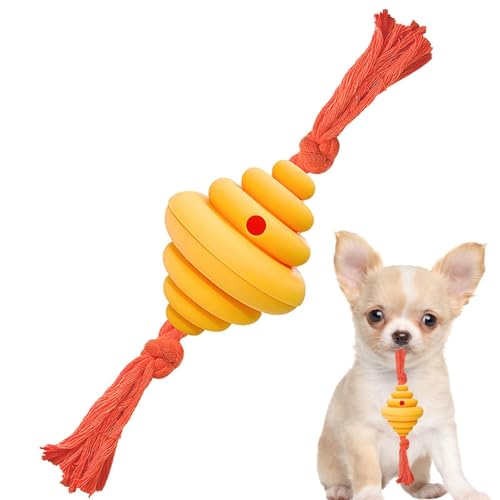 Hund Slow Feeder Spielzeug | Kauresistenter Leckerlispender Leckball für Hunde | Leckendes Hundefutter Spielzeug | Wabenrille Design Anti-Ersticken Haustier Slow Feeder Ball für große, kleine Hunde von Generisch