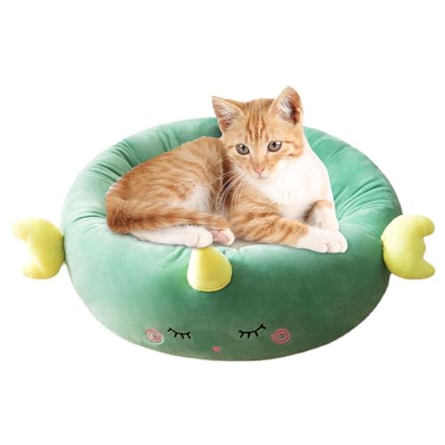 Hunde-/Katzen-Donut-Bett, bequemes Kätzchennest, Welpenbett, niedliches und weiches rundes Donut-Kuschelbett, wärmend, gemütlich, Plüsch-Schlafbett für Katzen und kleine und mittelgroße Hunde von Generisch