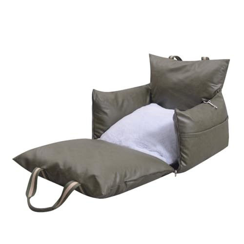 MIM0S Hunde Autositz: Universal-3in-1 Lösung für vordere und hintere Sitze. Geeignet für kleine bis große Hunde. Tragbar und vielseitig einsetzbar als Hundebett, Korb und Autositz. (Olive, XL) von Generisch