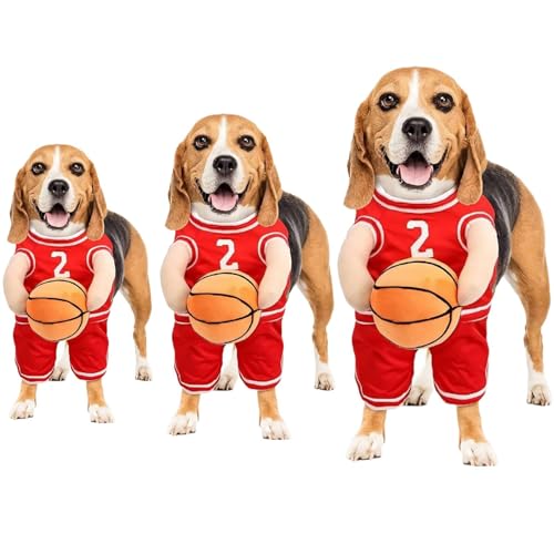 Hunde-Basketball-Kostüm mit Ball, Basketball-Hundekostüm für Halloween, große Hunde, Basketballspieler-Kostüm, Hunde-Basketball-Kostüm, Halteball, Hunde-Outfits für mittelgroße Hunde/kleine Hunde von Generisch