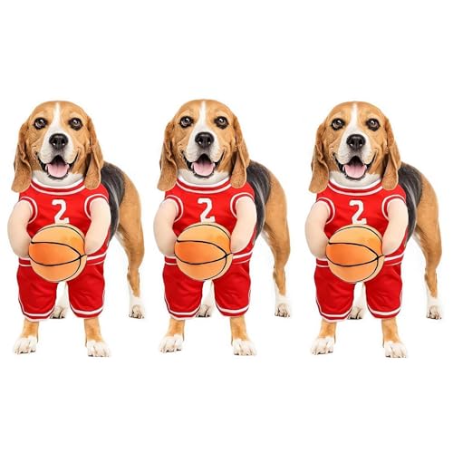 Hunde-Basketballkostüm, Basketballspieler-Kostüm, Basketball-Hundekostüm, Hunde-Basketball-Kostüm mit Ball, Hundekostüme für mittelgroße Hunde, lustiges Sport-Outfit, Cosplay, Halloween-Kostüm von Generisch