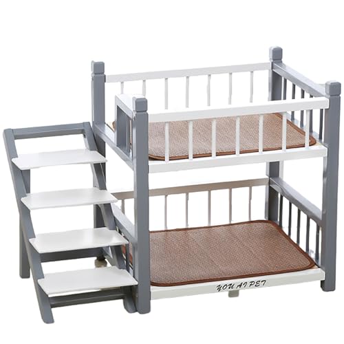 Hunde-Etagenbett, wetterfestes Outdoor-Haustierhaus, abnehmbares Doppelschichtbett mit Treppe für kleine, mittelgroße und große Hunde und Katzen Hunde-Etagenbett, wetterfestes Outdoor-Haustierhaus, abnehmbares Doppelschichtbett mit Treppe für kleine, mittelgroße und große Hunde und Katzen von Generisch