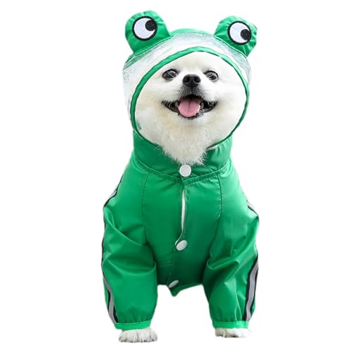 Hunde-Frosch-Regenmantel, süßer kreativer Hunde-Regenmantel | Regenponcho für Welpen | Transparente Hunde-Regenjacke mit Kapuze, atmungsaktiver Hundeponcho mit reflektierendem Streifen für Hunde von Generisch