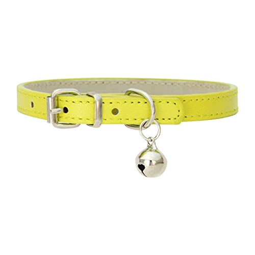 Hunde Halsband Hundehalsband Pu-, weich gepolstert, atmungsaktiv, verstellbar, wasserdicht, mit strapazierfähiger Metallschnalle, geeignet für kleine, mittelgroße große Hunde (Yellow, M) von Generisch