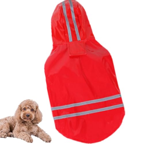 Hunde-Regenmantel – Reflektierender PU-Regenmantel mit Kapuze, reflektierender Regenmantel für kleine Hunde, leichte Regenmäntel, Kleidung, Regenponcho Jacke von Generisch