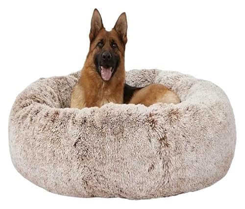 Hundebett, extra groß, Anti-Angst, waschbar, Plüsch, rund, 114 cm, beruhigendes Donut-Hundebett (Stil C) von Generisch