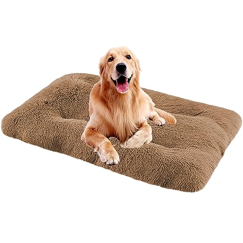 Hundebett, waschbar, mit rutschfester Unterseite, Stressabbau, Haustiermatratze für mittelgroße und kleine Hunde und Katzen, Khaki, 122 x 85 x 12 cm von Generisch