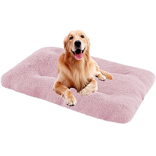 Hundebett, waschbar, mit rutschfester Unterseite, für mittelgroße und kleine Hunde und Katzen, Stressabbau, Haustiermatratze, Kissen, Bett, 110 x 75 x 10 cm, Rosa von Generisch