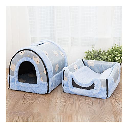 Hundebett Hundebett, rutschfestes Haustierhaus und Höhle für Hunde und Katzen, 2-in-1-Welpenbett, tragbare Haustierhütte, wasserdicht (Blaugrau) von Generisch