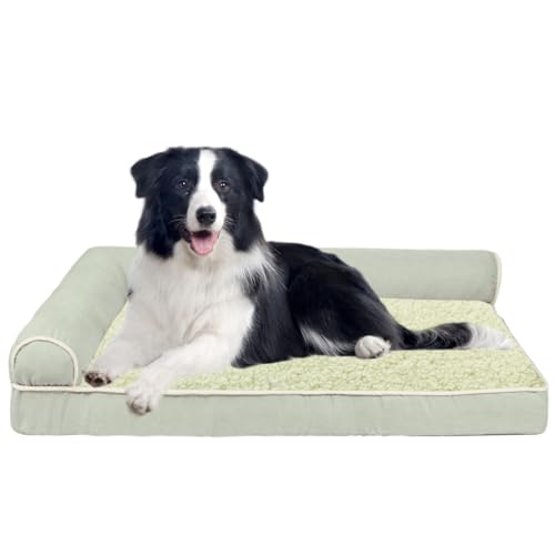 Hundebett aus Memory-Schaum, Größe M, mit L-förmiger Nackenrolle, orthopädische Hundebetten für Kiste, Haustier-Couch, Schlafsofa für große Hunde, waschbar, rutschfeste Unterseite von Generisch