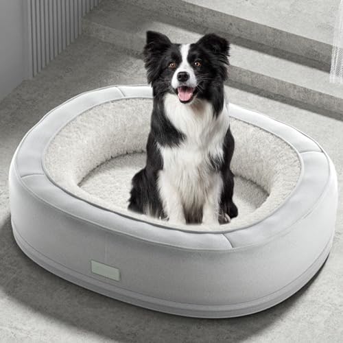 Hundebett aus Memory-Schaum, rundes Nackenrollen-Sofa mit abnehmbarem, waschbarem Bezug, orthopädisches Design für große Hunderassen, weiches, beruhigendes Bett für bequemes Schlafen von Haustieren von Generisch