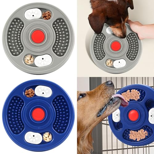 Hundefutter Hundenapf Langsamer Fressnapf | Slow Feeder | Leckmatte für Kleine Rassen Welpen Hunde & Katzen Interaktives Spielzeug Spender Schleckmatte für Nassfutter Hunde Training (Blue&Grey) von Generisch