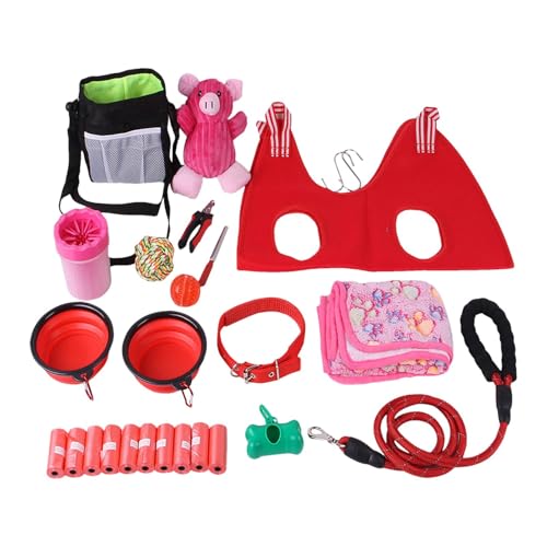 Hundegeschirr-Set, Quietschspielzeug für Welpen und kleine Hunde, Multifunktionales Hundezubehör Hundespielzeug, Robustes Spielzeugpaket, sicher für das tägliche Lauftraining mit Hunden im Freien von Generisch