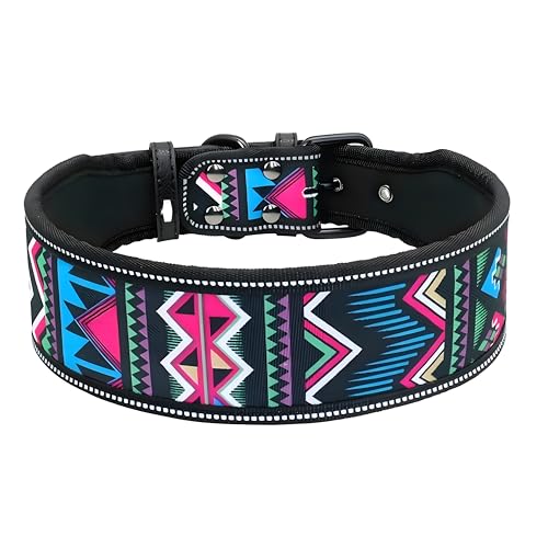 Hundehalsband, Weich Gepolstert Neopren, bequem Halsbänder, Nylon Reflektierend Breit Halsband Hund (bunte) von Generisch