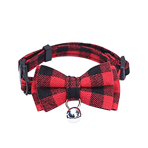 Hundehalsband Namen Plaid Bowknot Katzenhalsband mit Schnalle Typ Katzenhalsband mit Glocke Individuelles Hundehalsband (Red, One Size) von Generisch