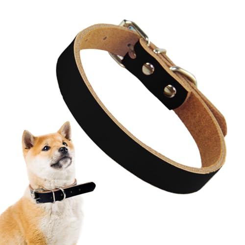 Hundehalsband aus gerolltem Leder, modisches Hundehalsband, verstellbares Haustierhalsband, Lederhalsband für tägliche Spaziergänge, Hundetraining, Haustier-Outdoor-Sportarten und Bettwäsche von Generisch