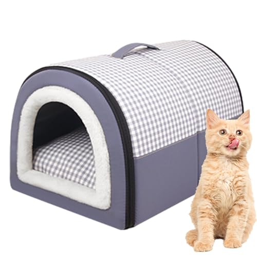 Hundehausbett, Hundehütte Mit Heizung, Katzenhöhlenbett Indoor Katzenhaus, Hundehütte Weiche, Waschbare Hundehütte, Höhle Katzenhütte, Spritzwassergeschütztes, Rutschfestes Katzenhaus, 45x32x35cm von Generisch