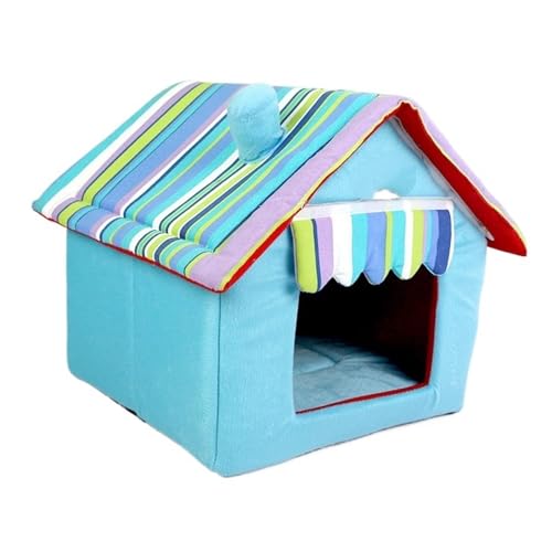 Hundehütte, Katzenbett, Haustierhütte, niedliche Welpenmatte, warmes Hundebett (Blau, L) von Generisch